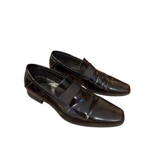 Calvin Klein Bernard Men's 11.5 Black Patent Leather Dress Loafers Square Toe